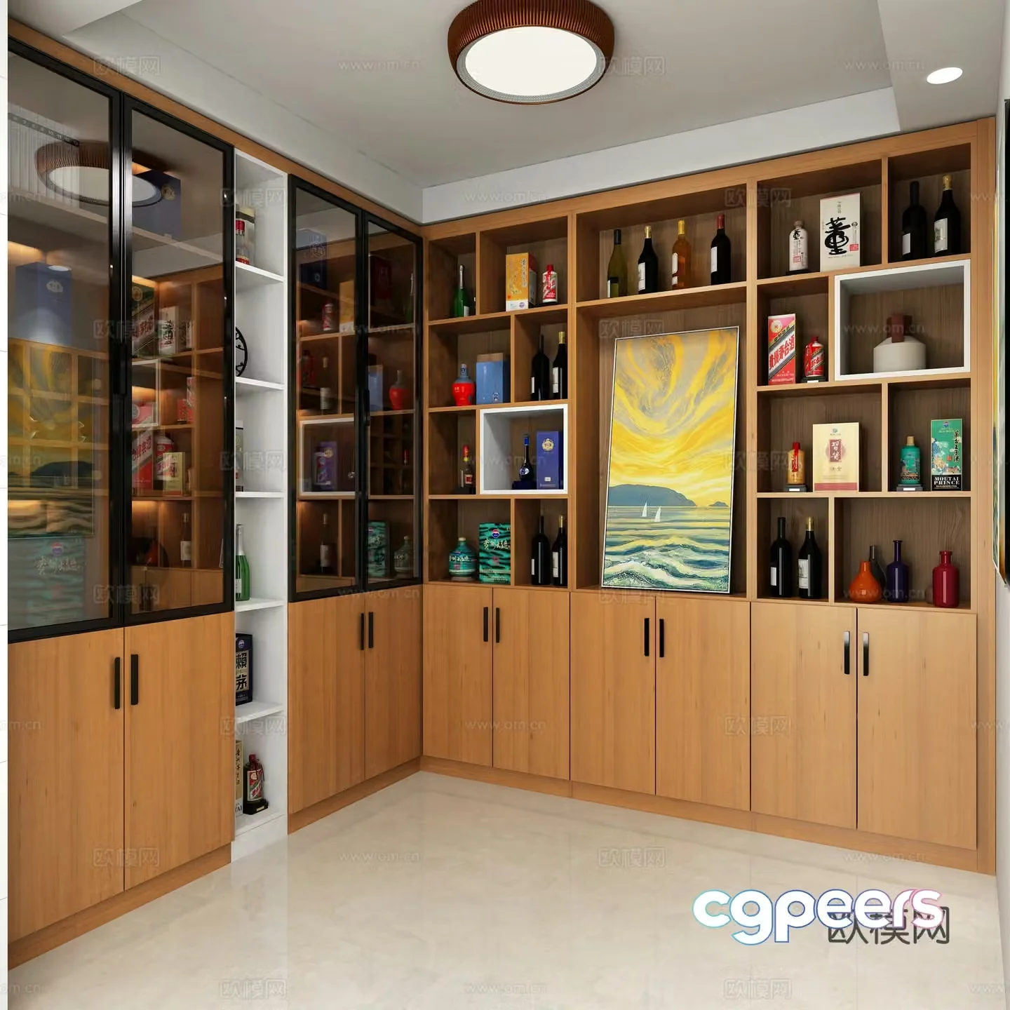 Modern wine cabinet combination wine cabinet basement wine cabinet simple wine cabinet 3D model