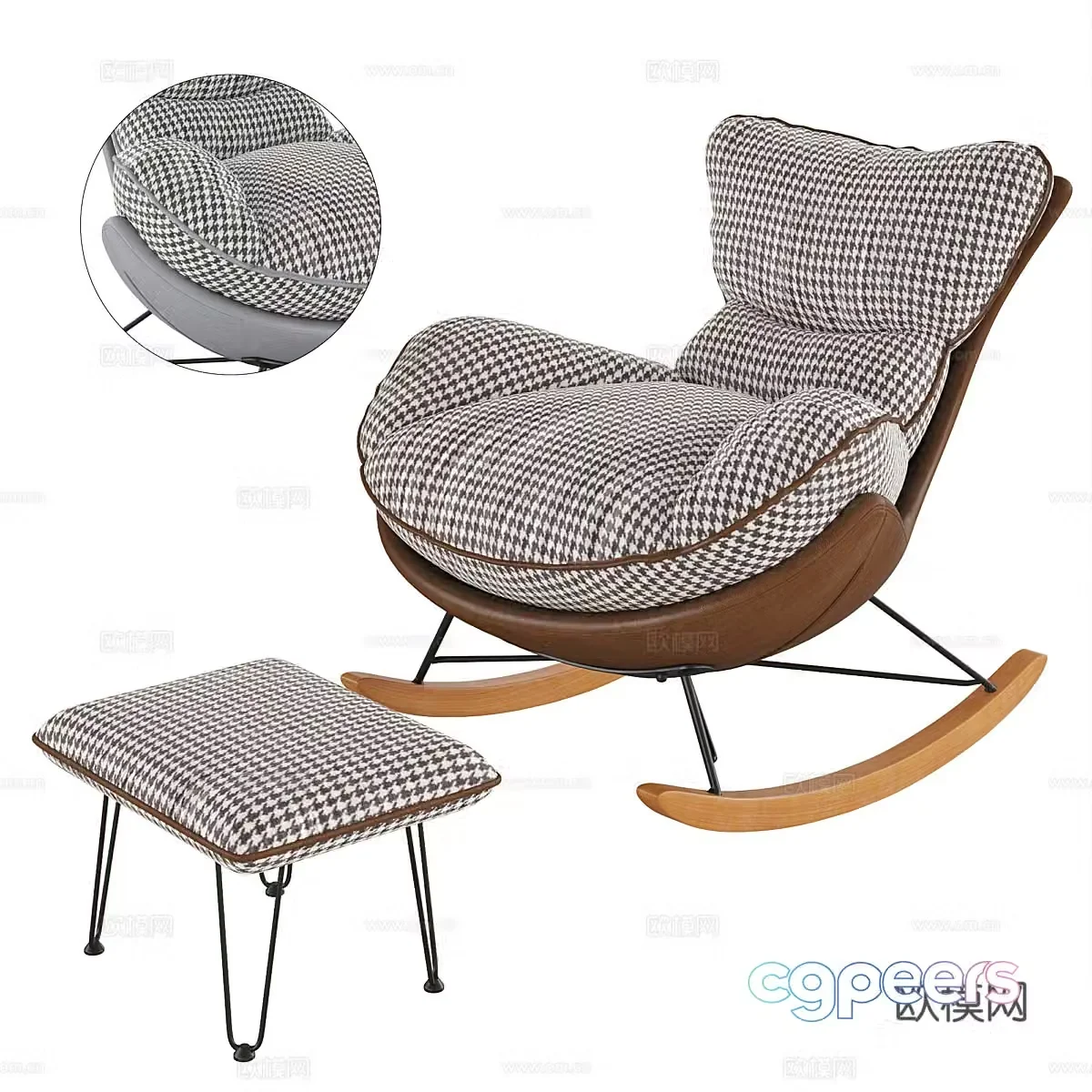 Modern Nordic Sherlock lounge chair 3d model