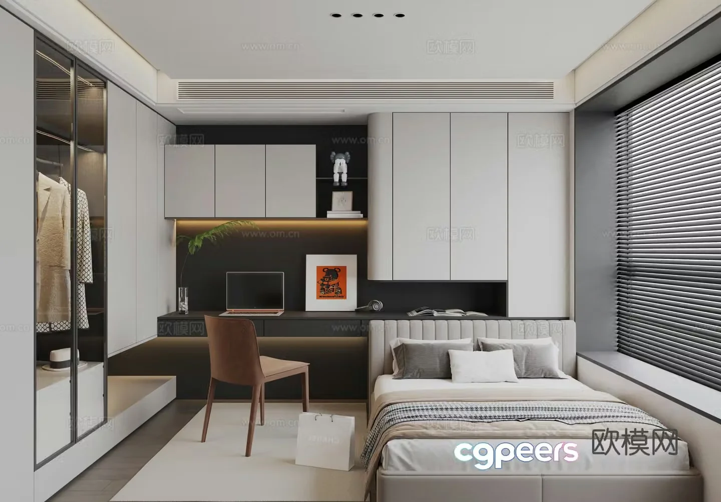 Modern tatami bedroom 3d model