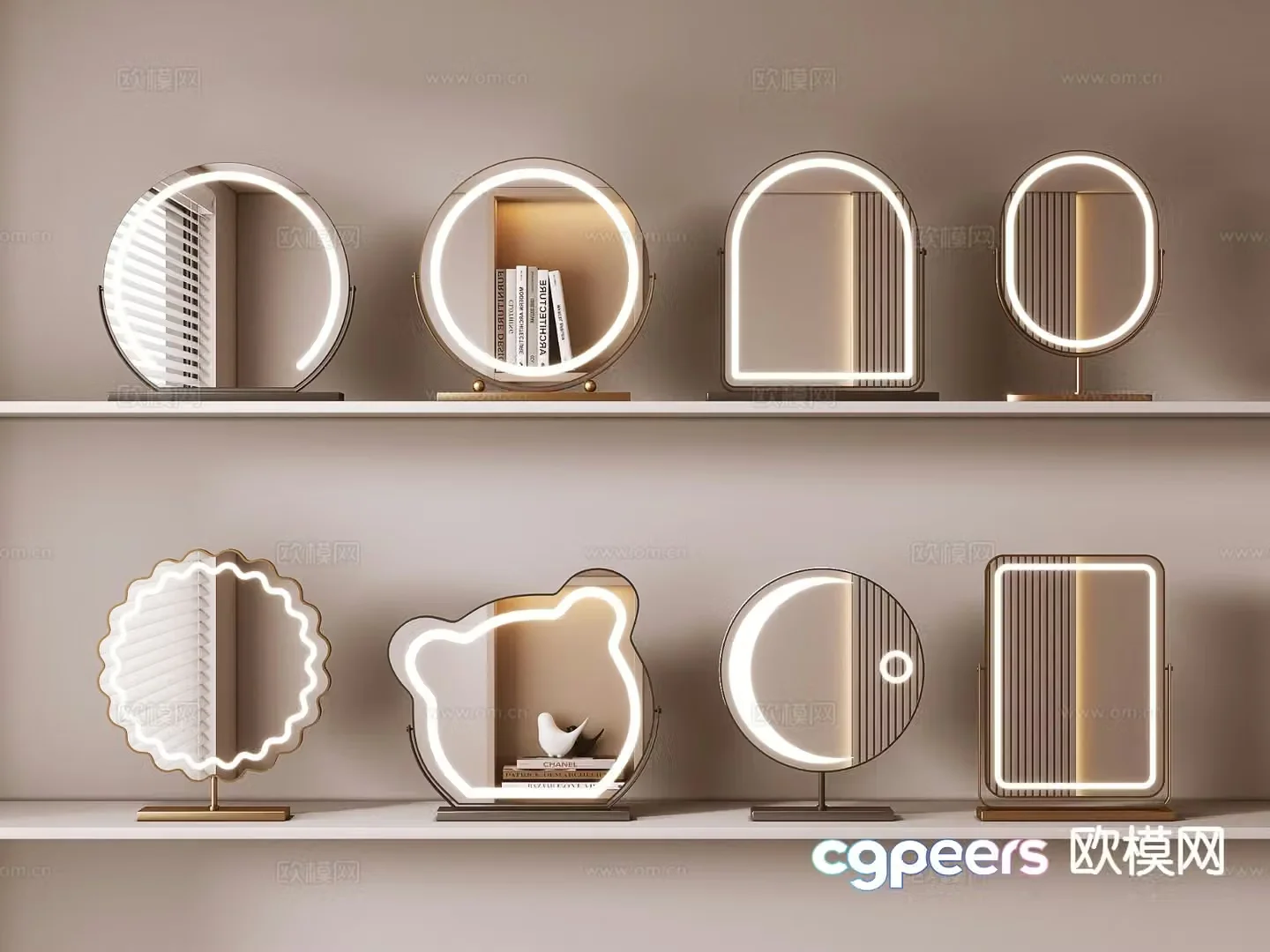 Modern vanity mirror cosmetic mirror desktop mirror 3d model
