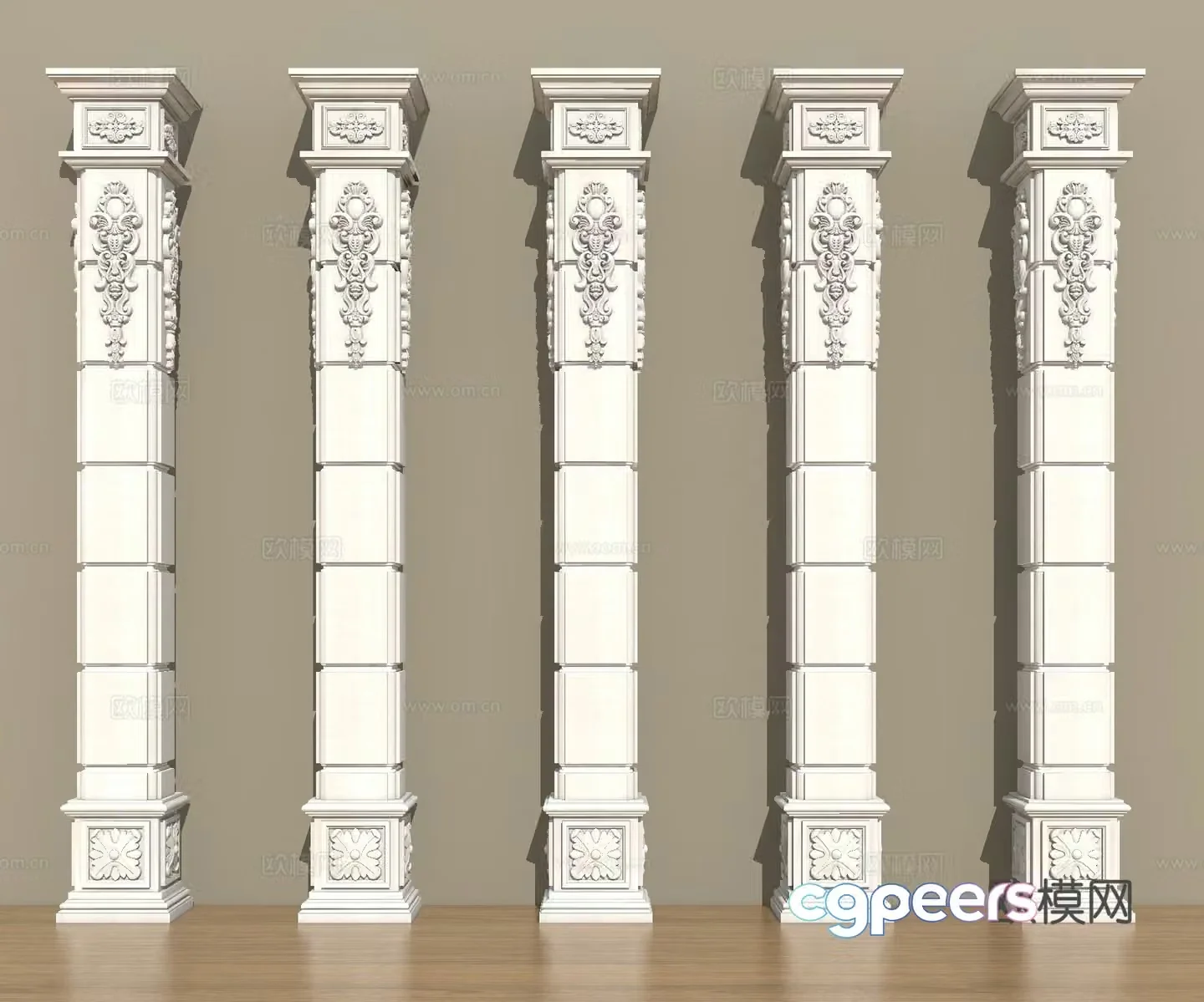 European columns angle columns Roman columns 3D model