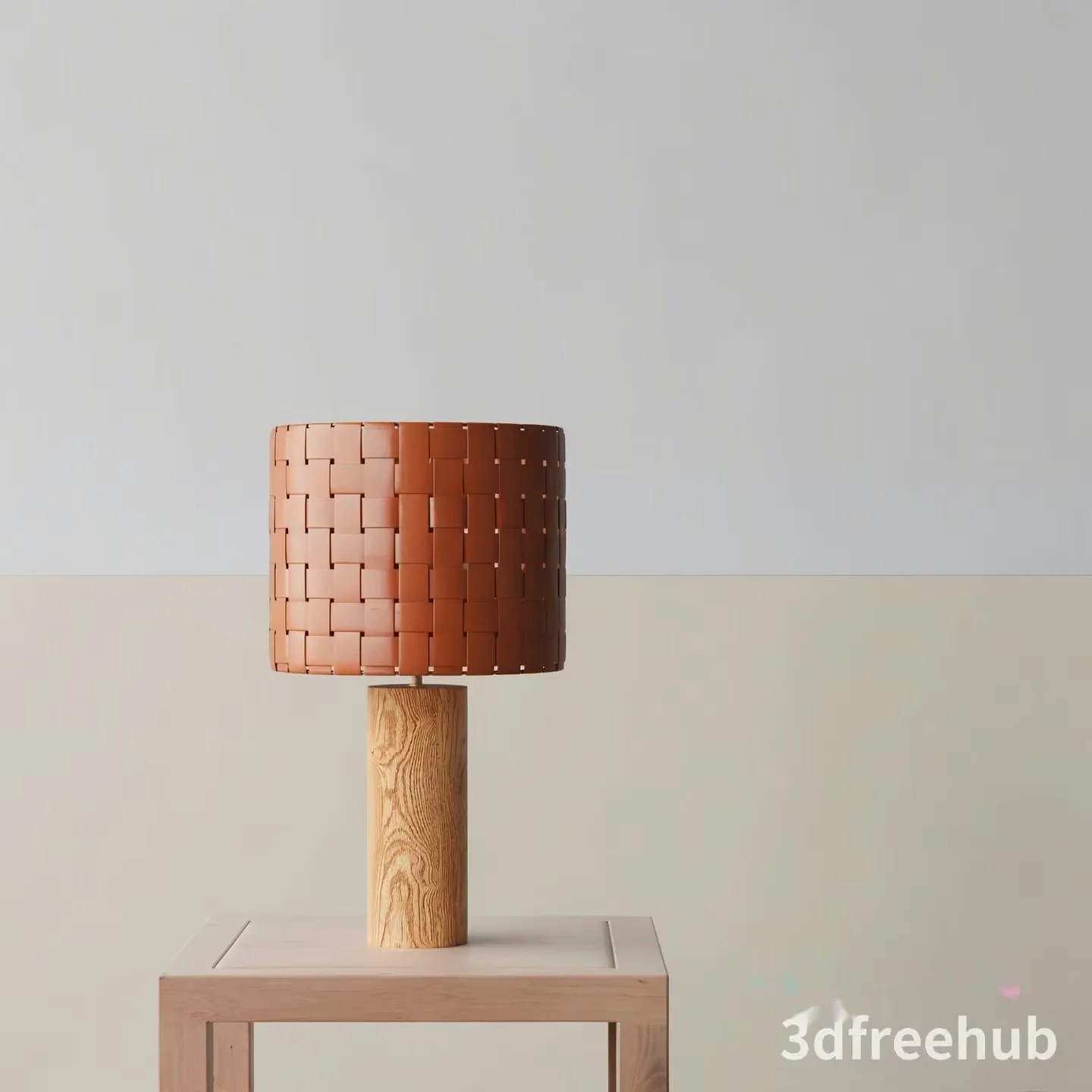 Wooden Lamp With A Woven Shade 3D Model – 21596 – VRAY Render