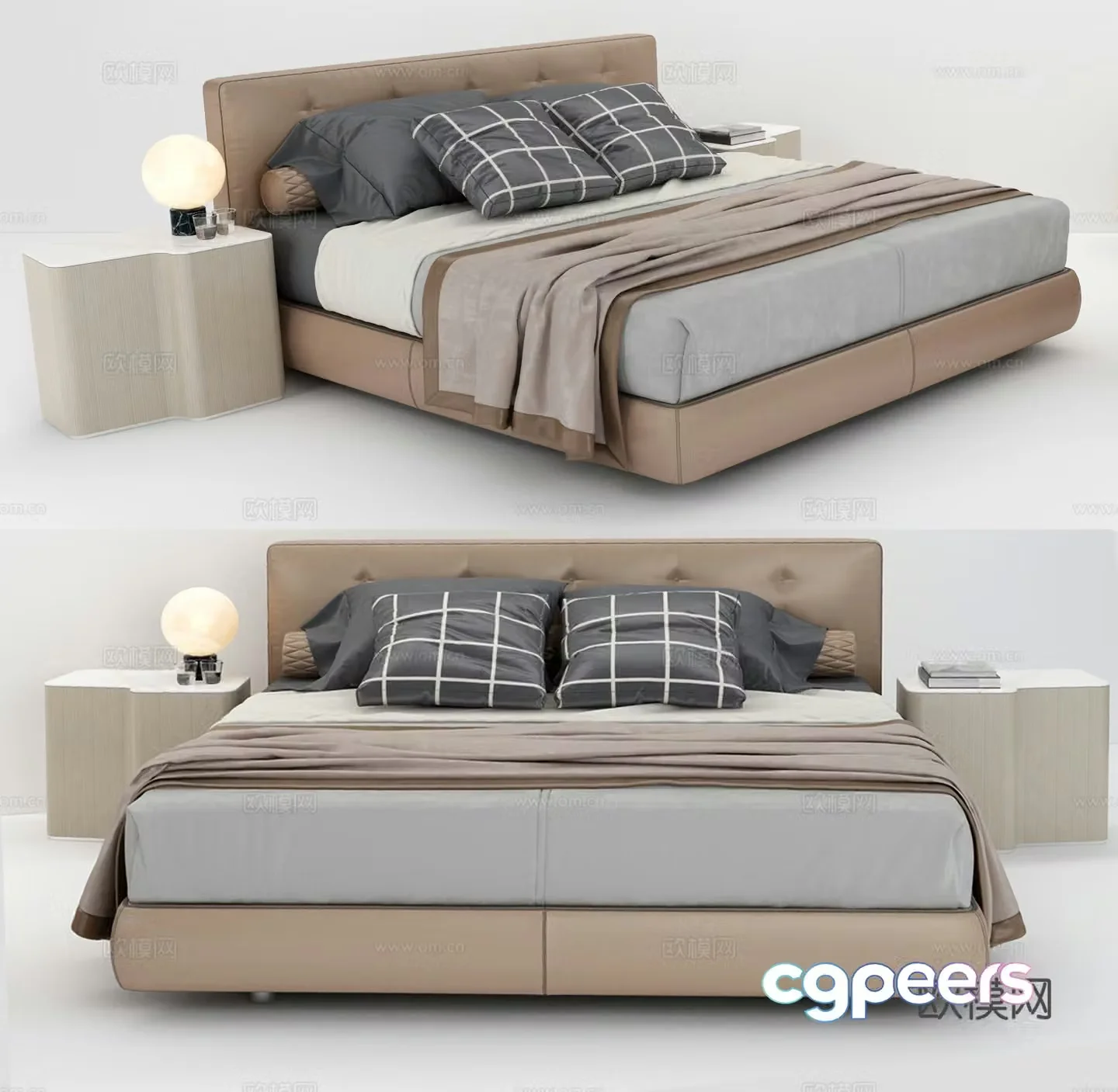 Modern double bed 3d model