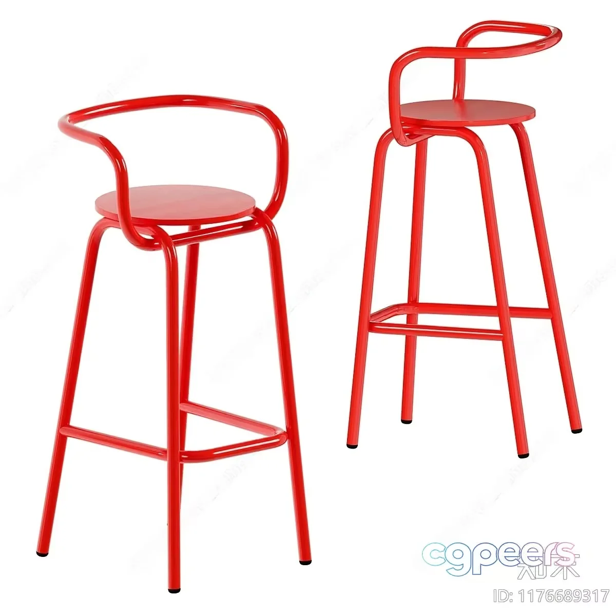Modern Red Bar Stools 3D Model – 17247 – CORONA Render