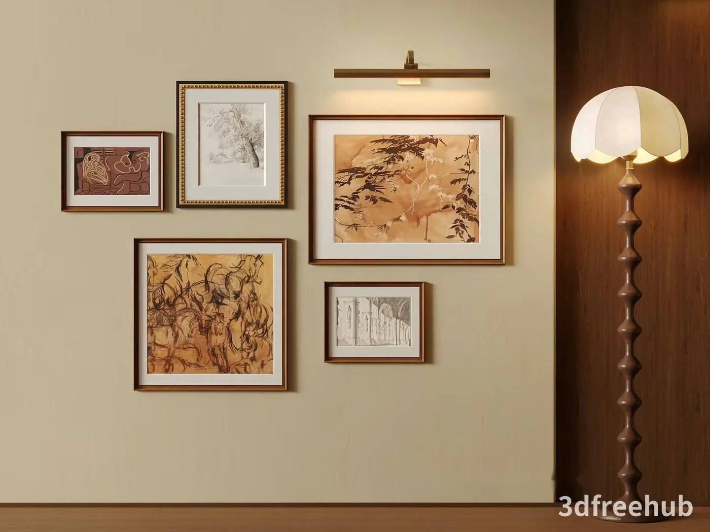 A Collection Of Framed Art Pieces 3D Model – 19165 – VRAY Render