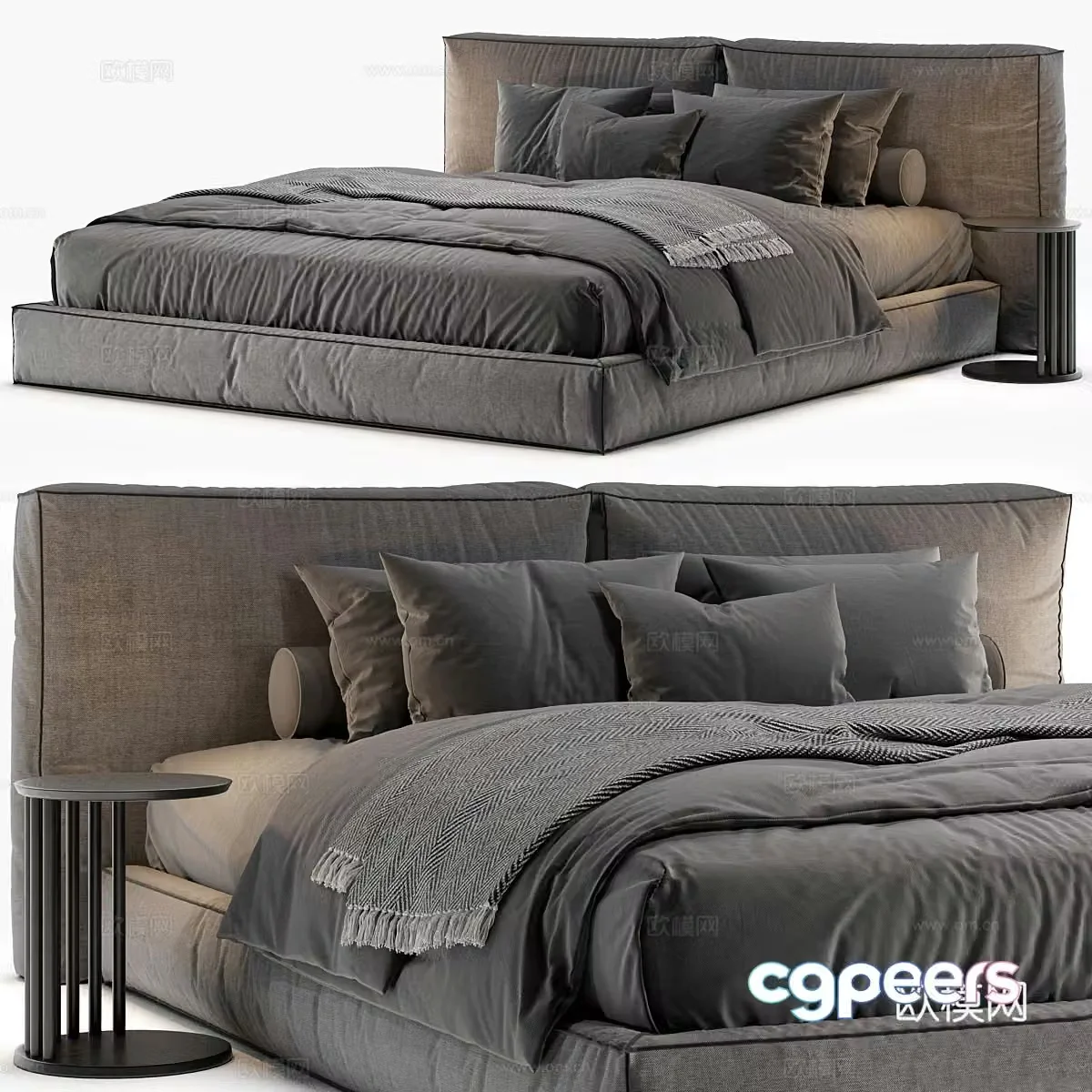 Modern Italian Loca Loft fabric double bed 3D model