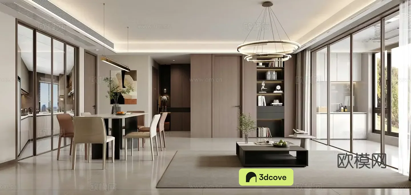 Modern living and dining room