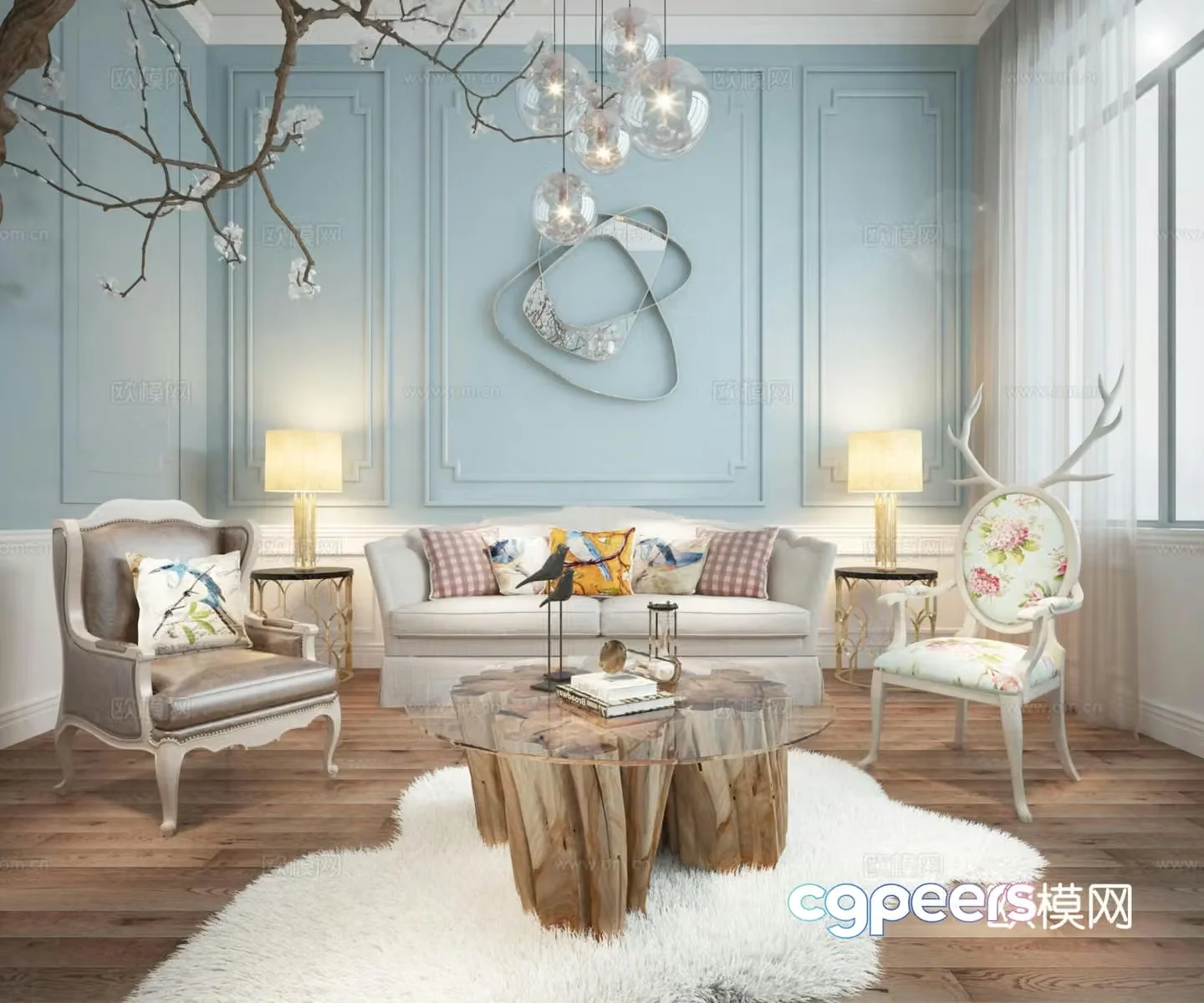 European style living room 3d model