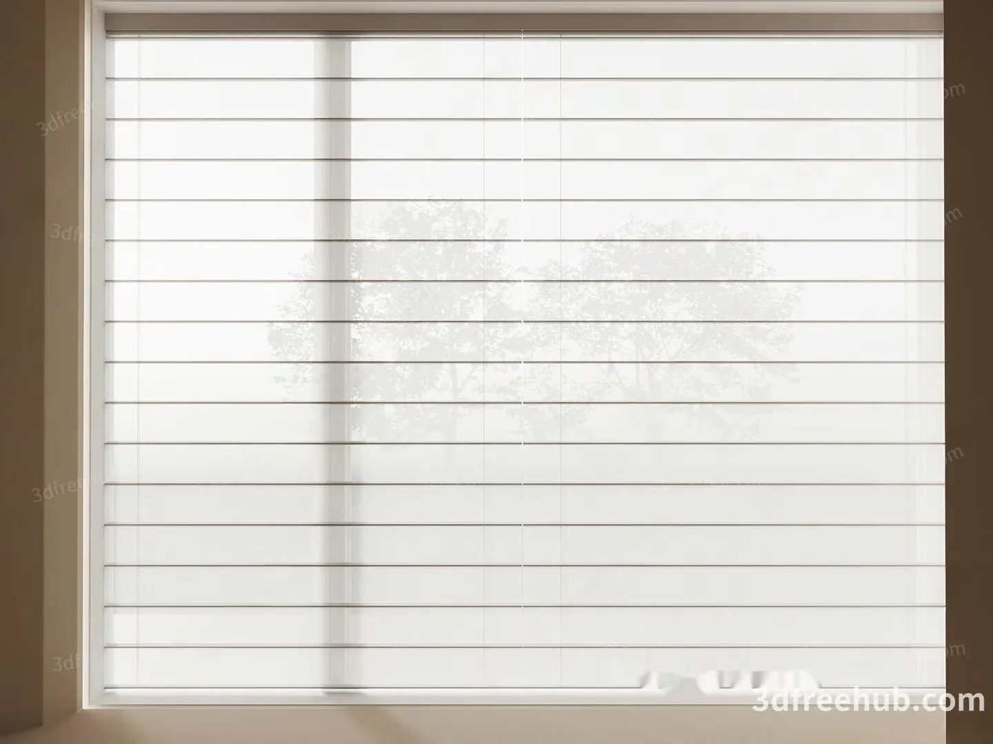 A Window With White Blinds 3D Model – 22569 – VRAY Render