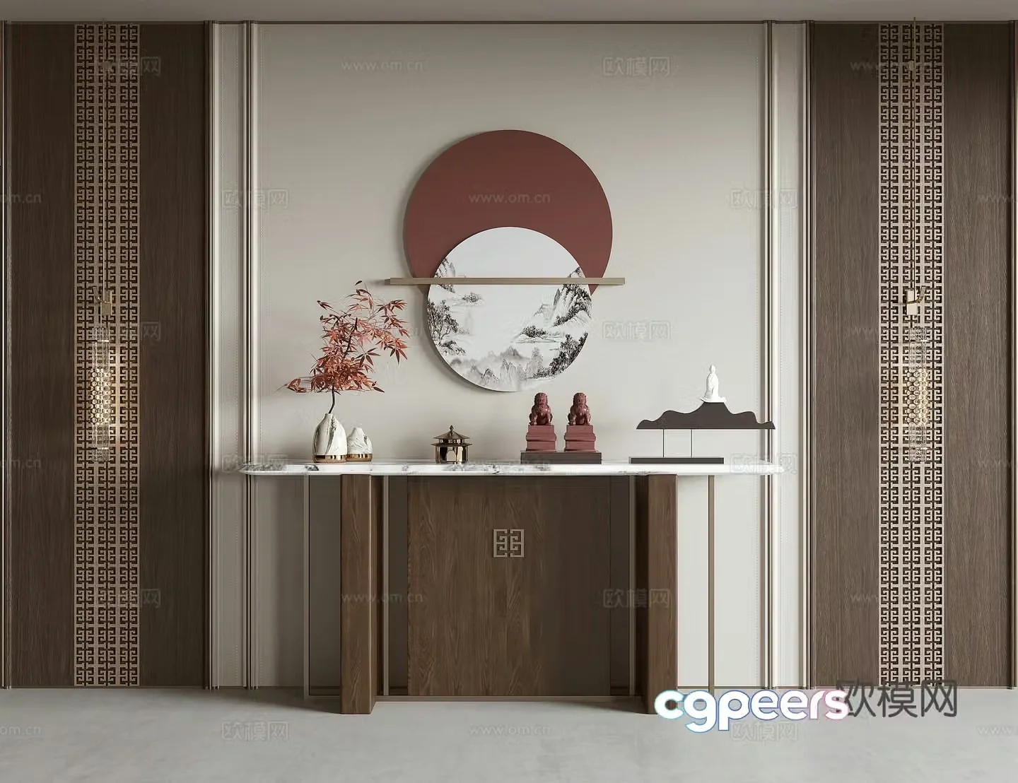 New Chinese style end viewing platform 3D model