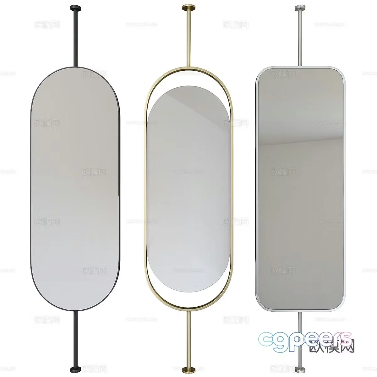 New Chinese style decorative mirror screen partition 3D model