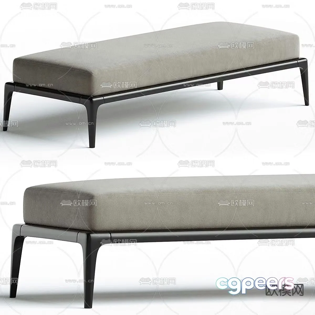 Poliform PARK fabric bed end stool 3d model