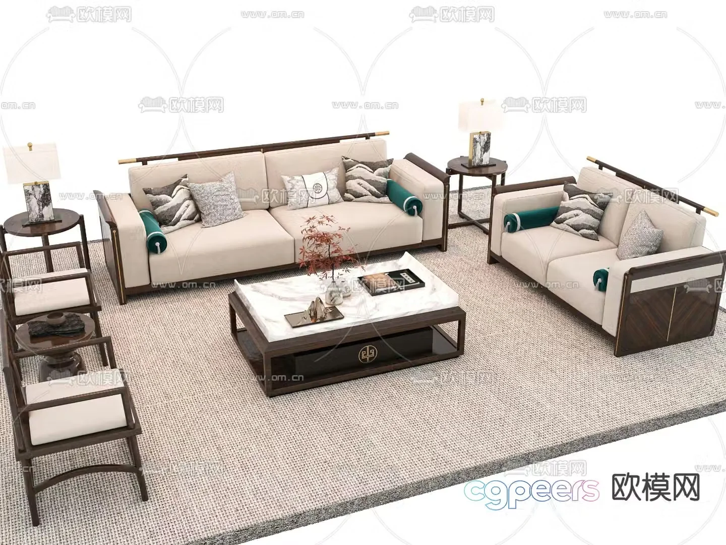 New Chinese style sofa set 3d model