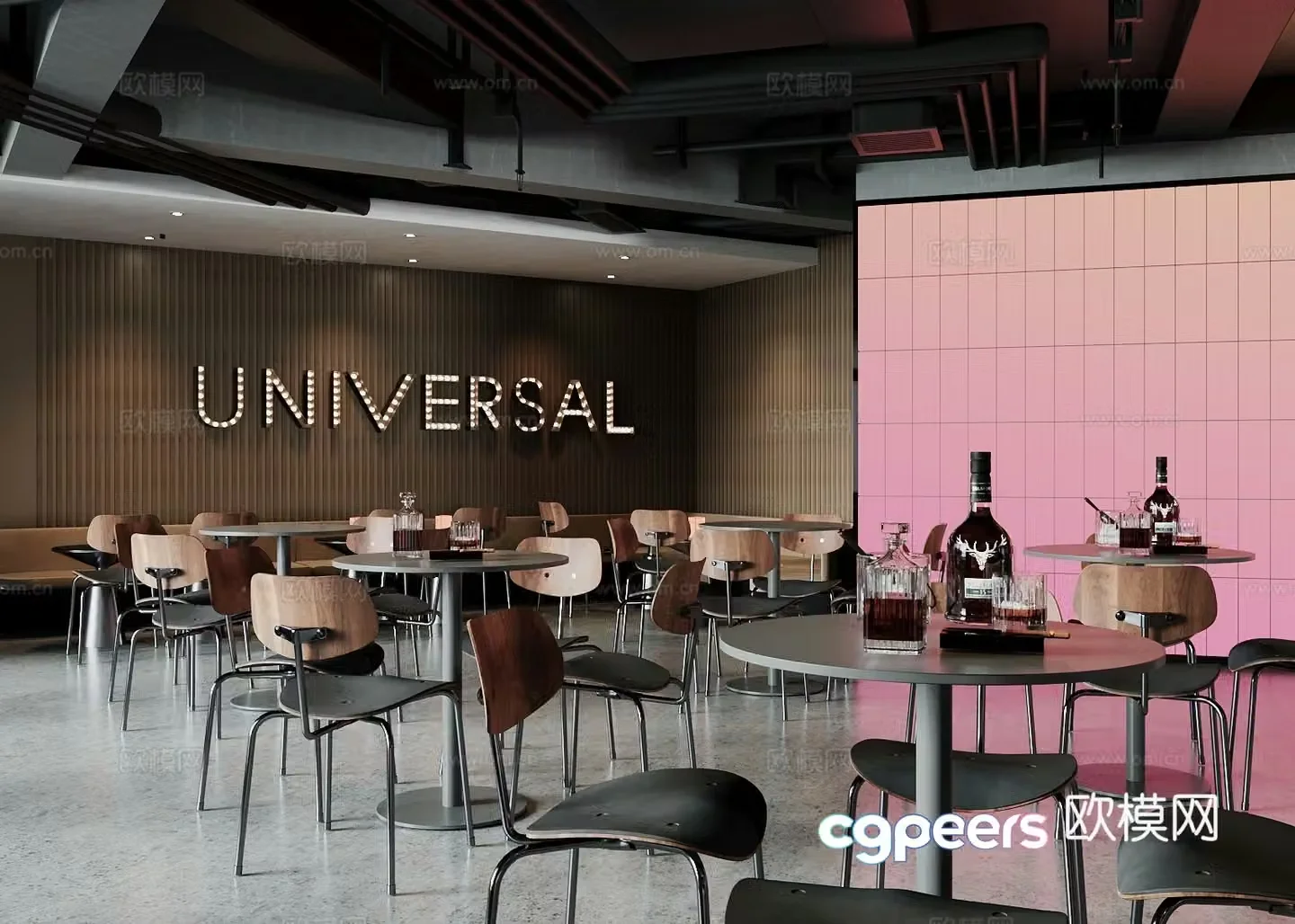 Industrial style bar clear bar tavern 3d model