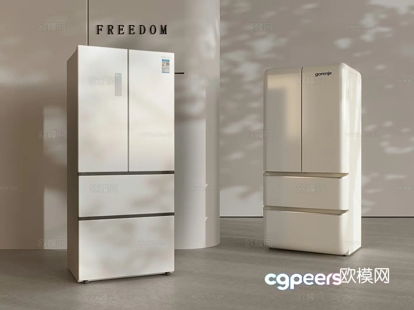 Smart refrigerator four-door refrigerator 3D model