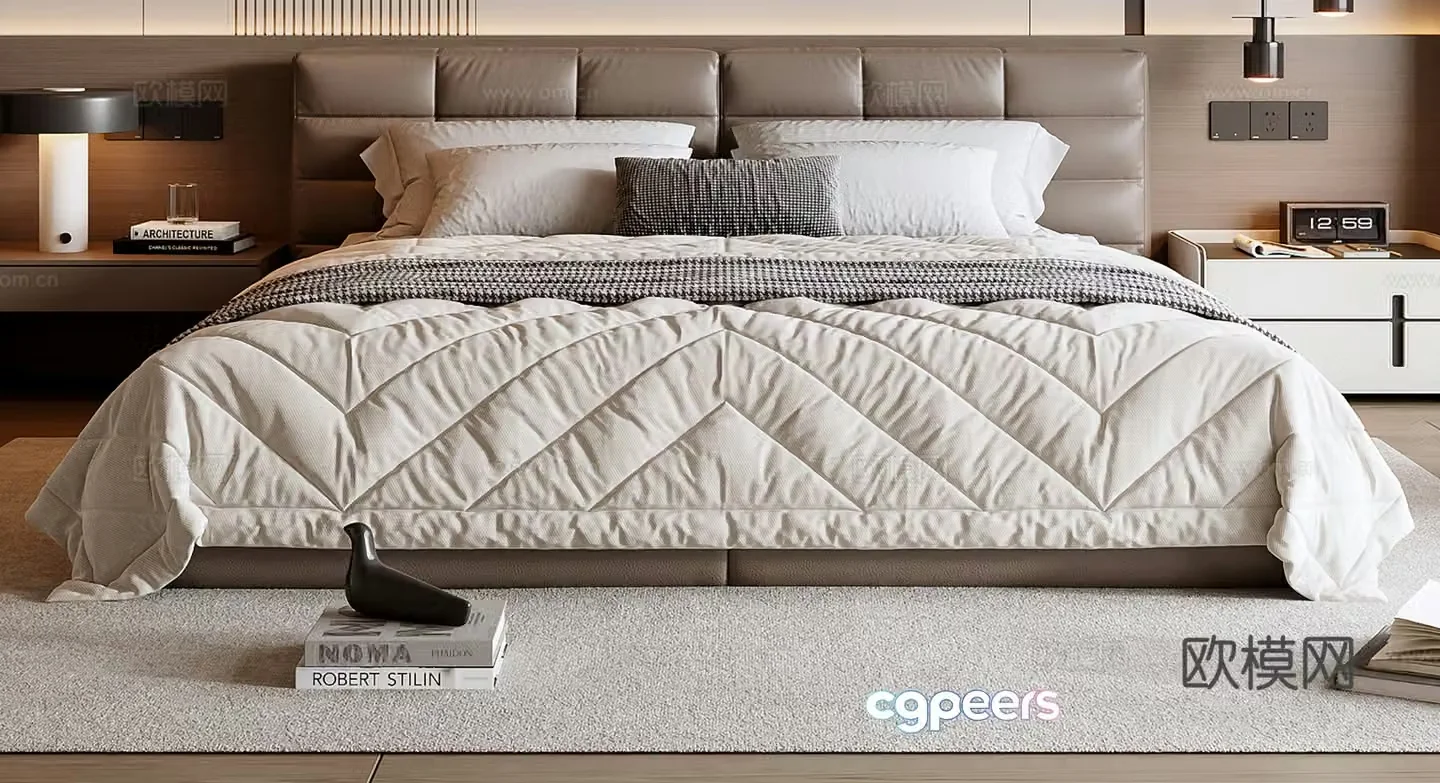 Modern double bed 3d model