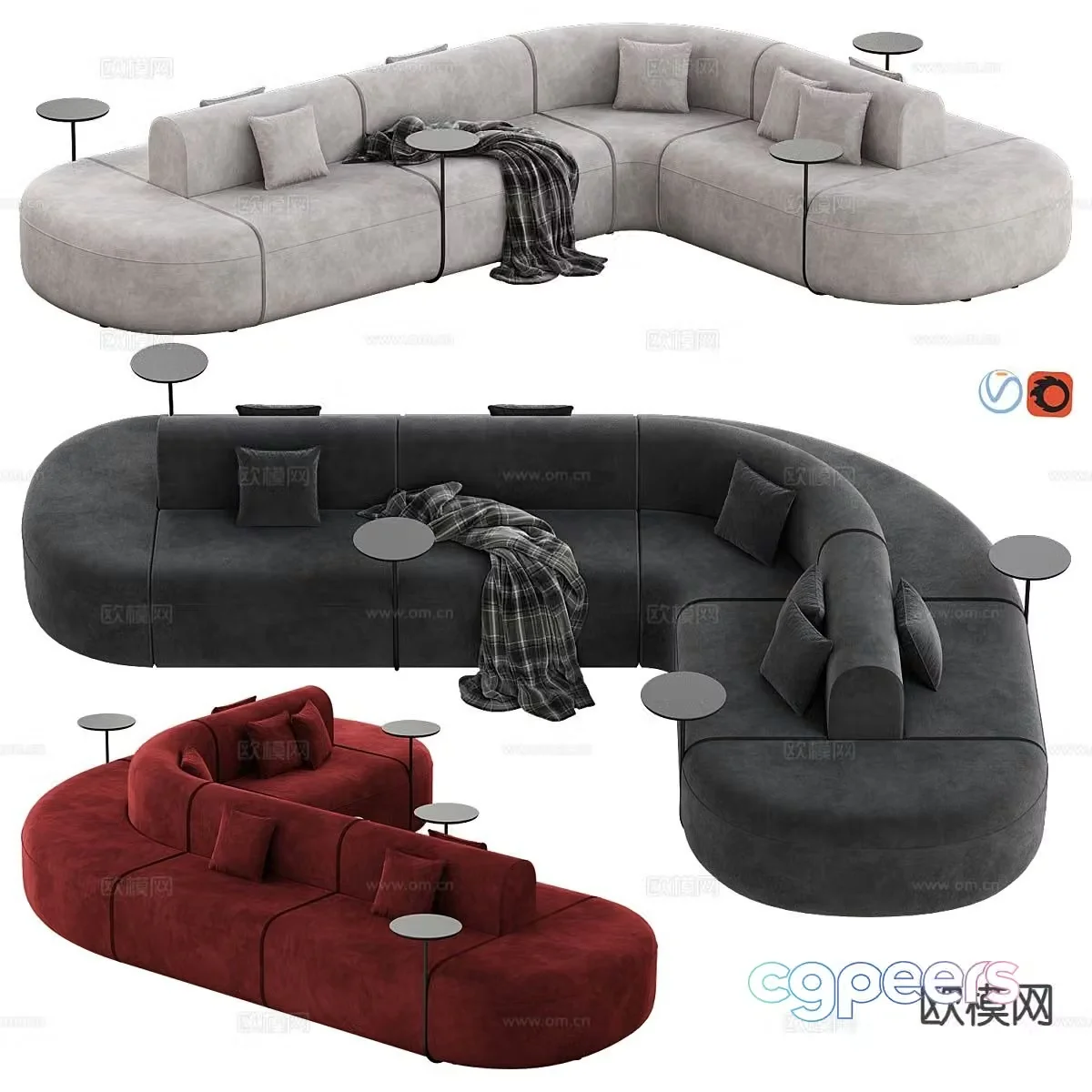 Italian multi-person sofa multi-person sofa corner sofa 3D model