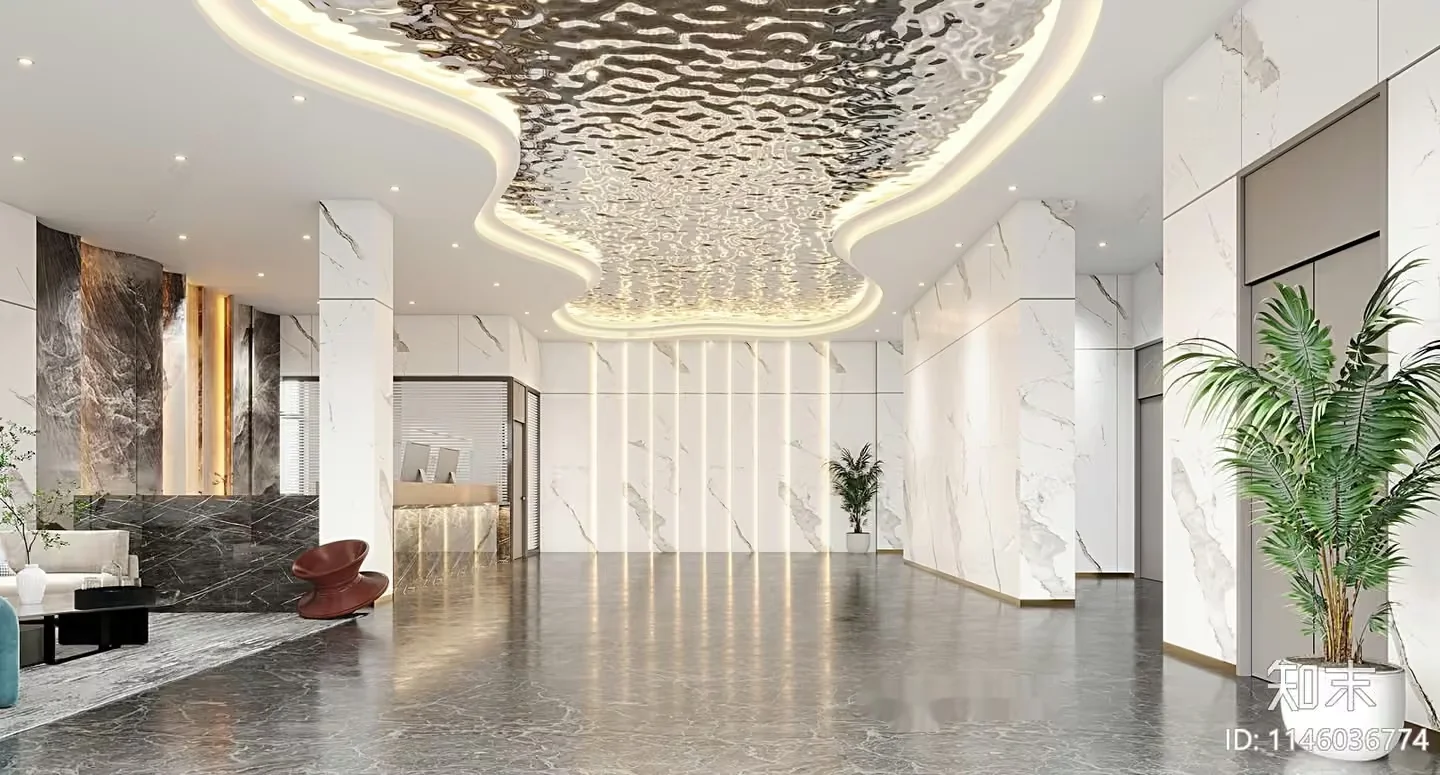 Modern Reception Area 3D Model – 17803 – CORONA Render