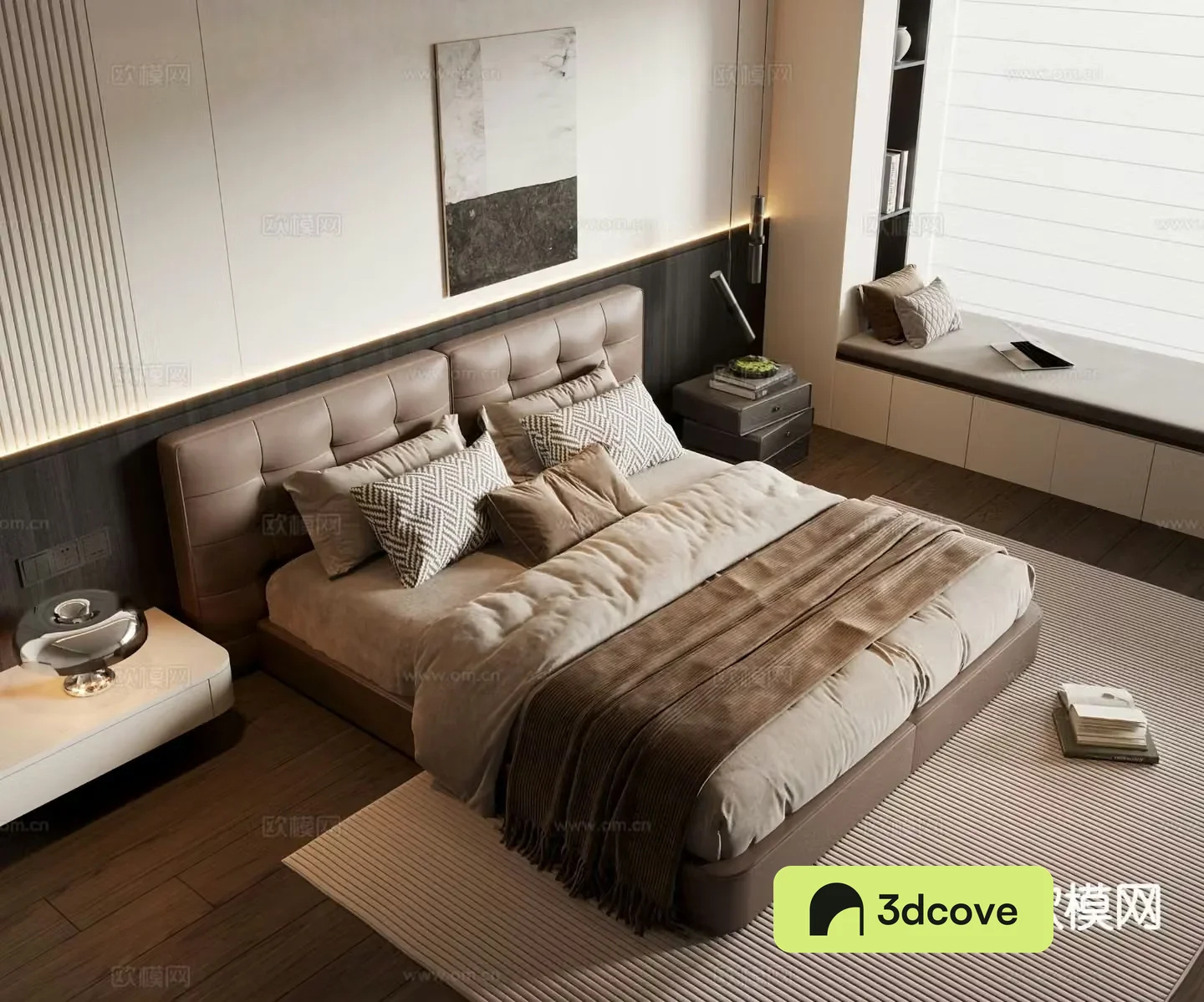 Modern double bed 3d model