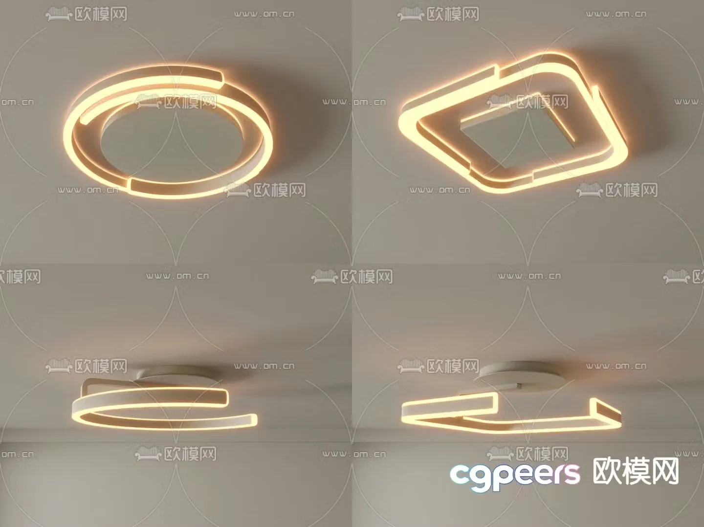 Round ceiling lamp Square ceiling lamp 3D model