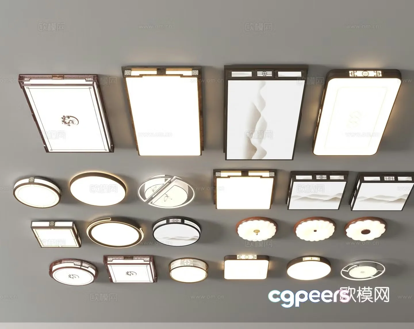 Chinese style ceiling lamp geometric ceiling lamp bedroom lamp 3d model