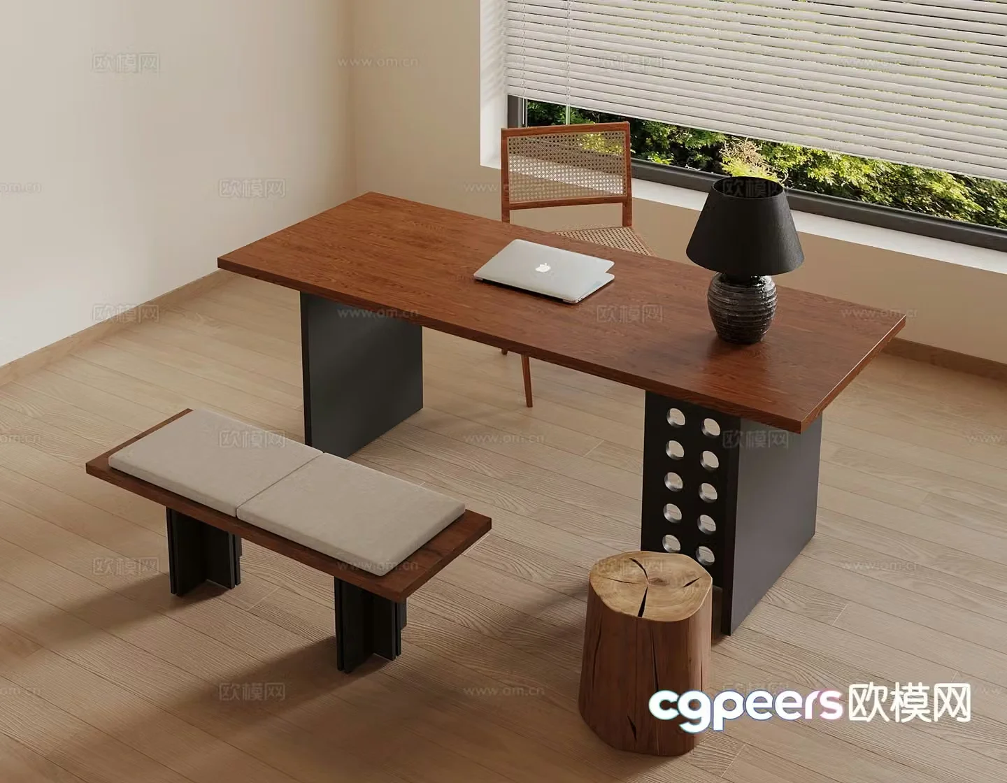 Medieval style desk and chair 3d model