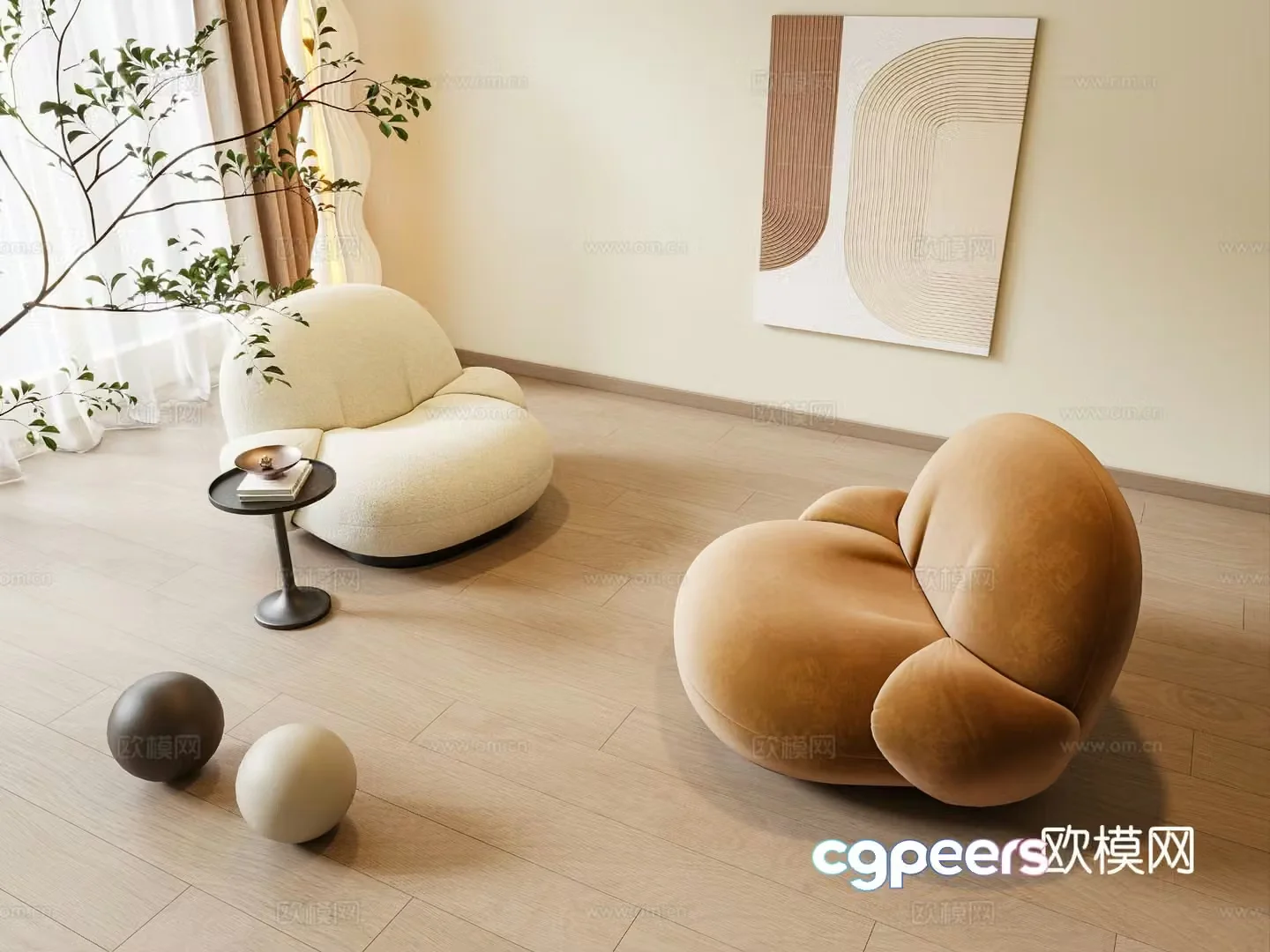 Beanbag Sofa Upholstered Sofa 3D Model