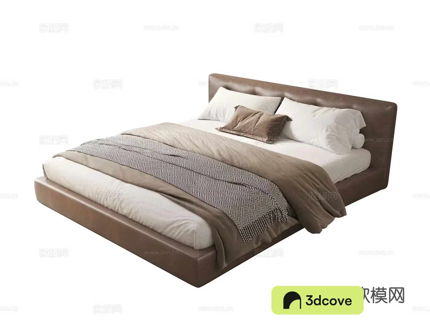 Modern double bed Leather double bed Master bedroom bed