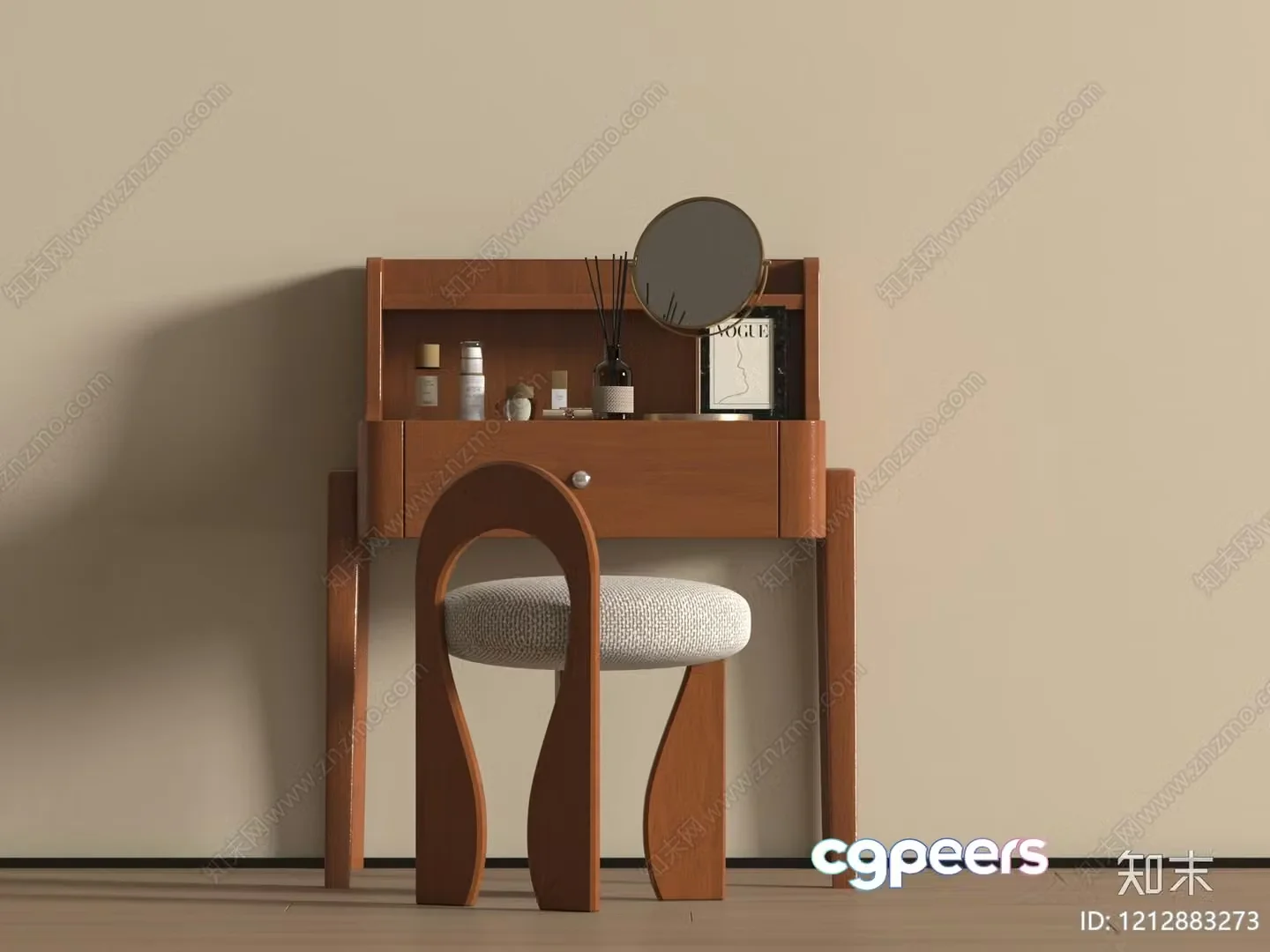 Wooden Vanity Table 3D Model – 4441 – VRAY Render