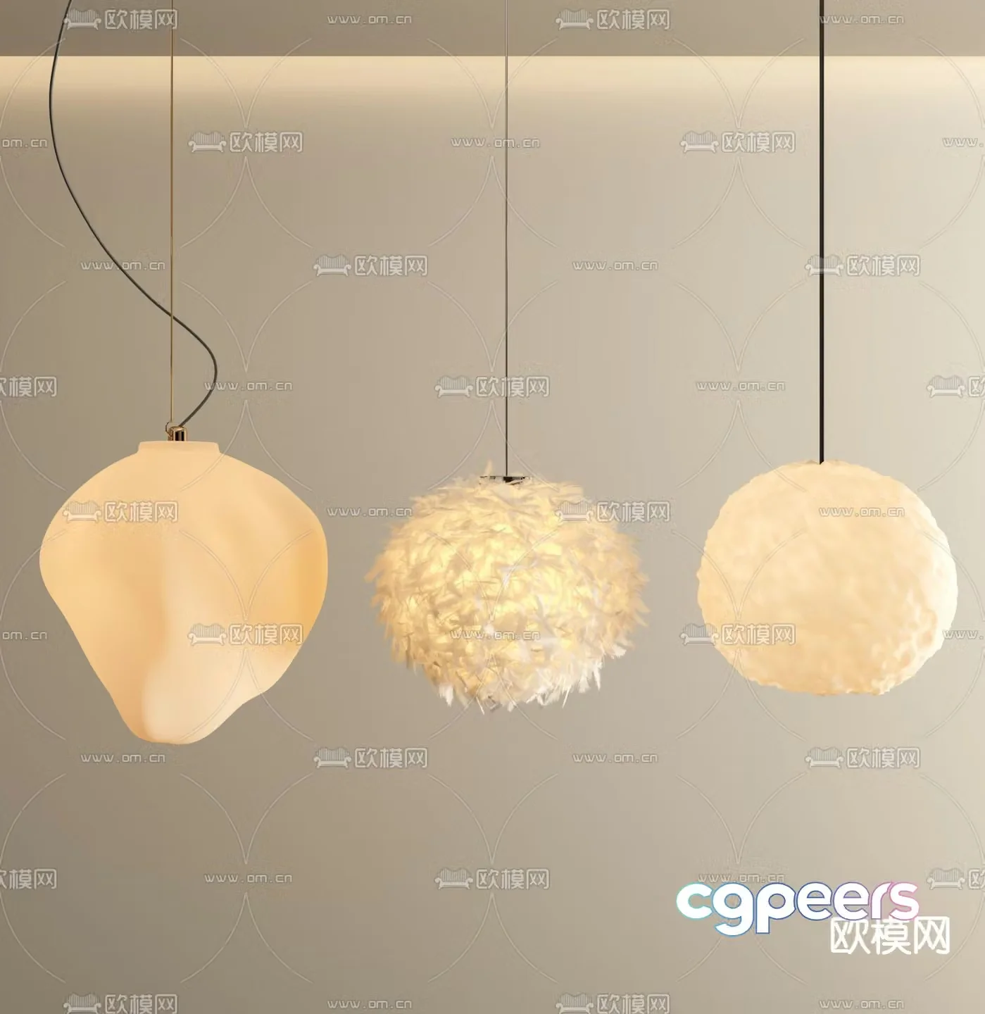 Cream style chandelier bedside chandelier feather chandelier 3d model