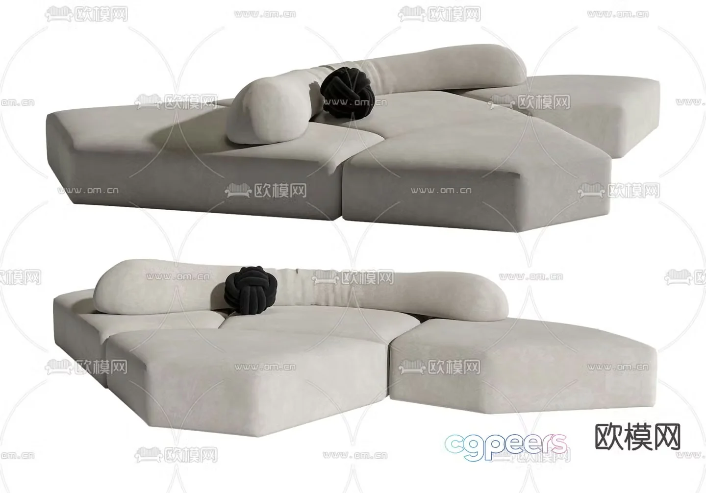 Edra rock sofa island sofa 3d model
