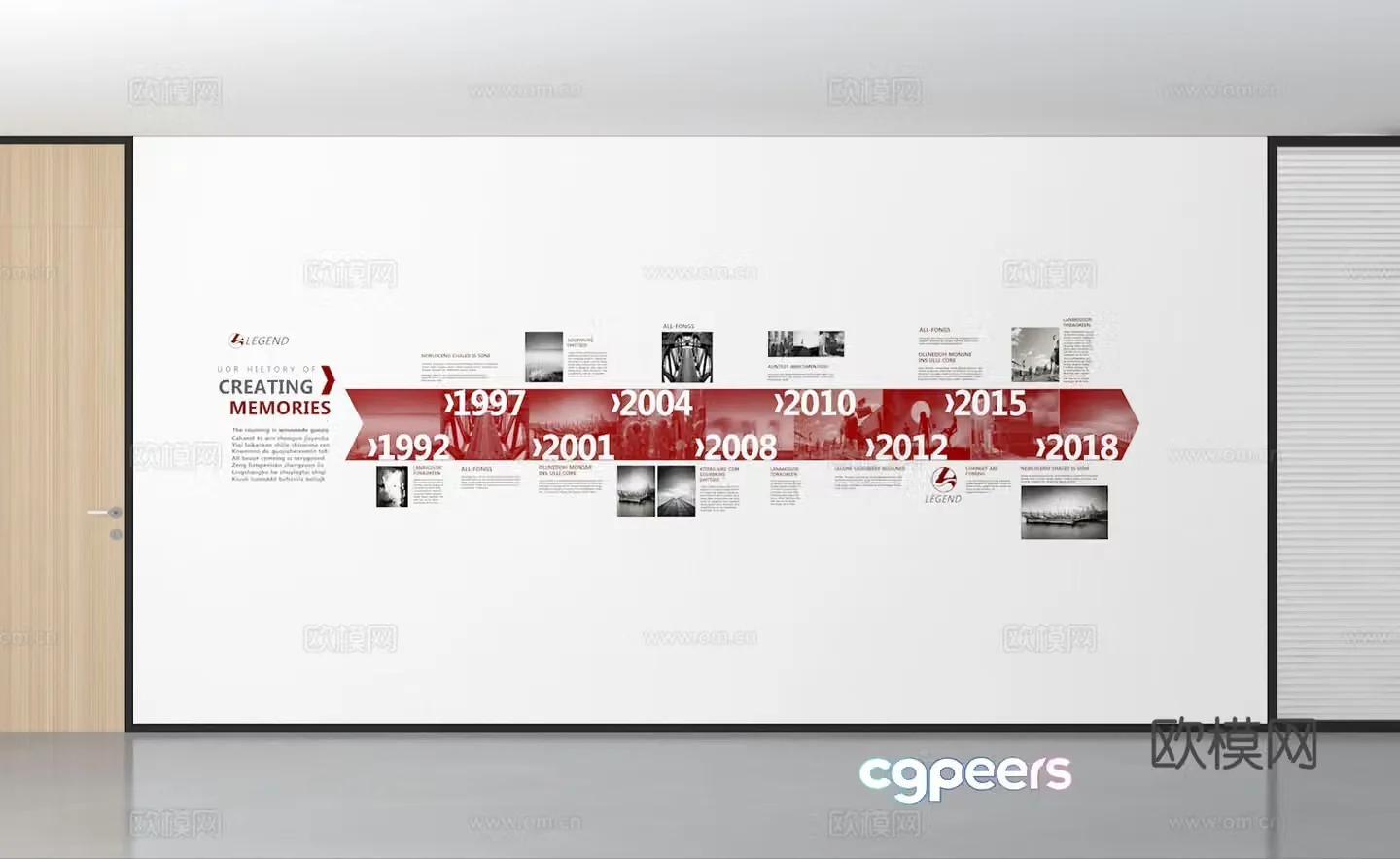Exhibition hall cultural wall corporate history 3D model