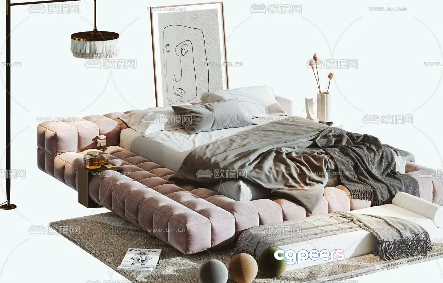 Modern double bed 3d model