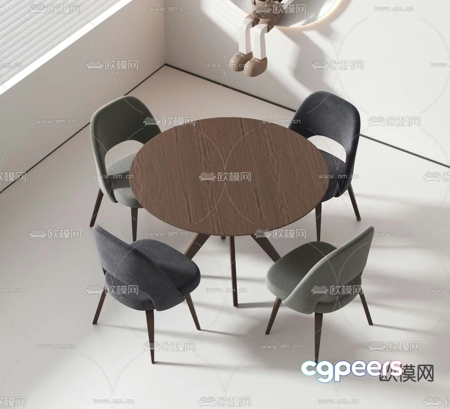 Casual table and chairs negotiation table round table 3d model