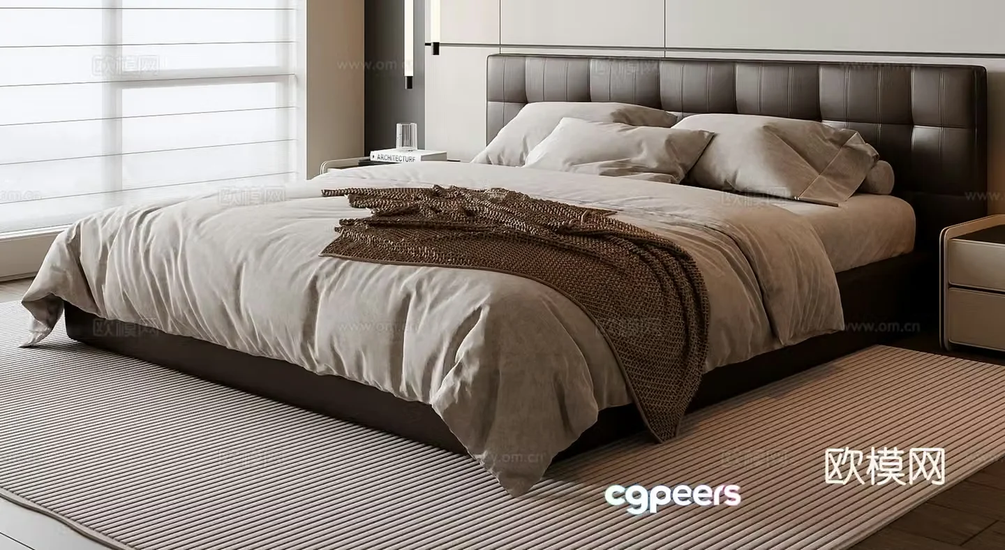 Italian double bed 3d model