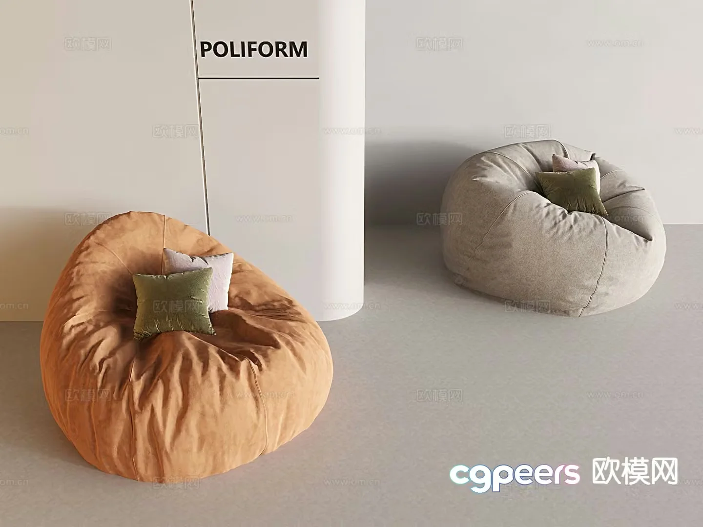 Modern lazy sofa fabric bean bag bean bag sofa 3d model