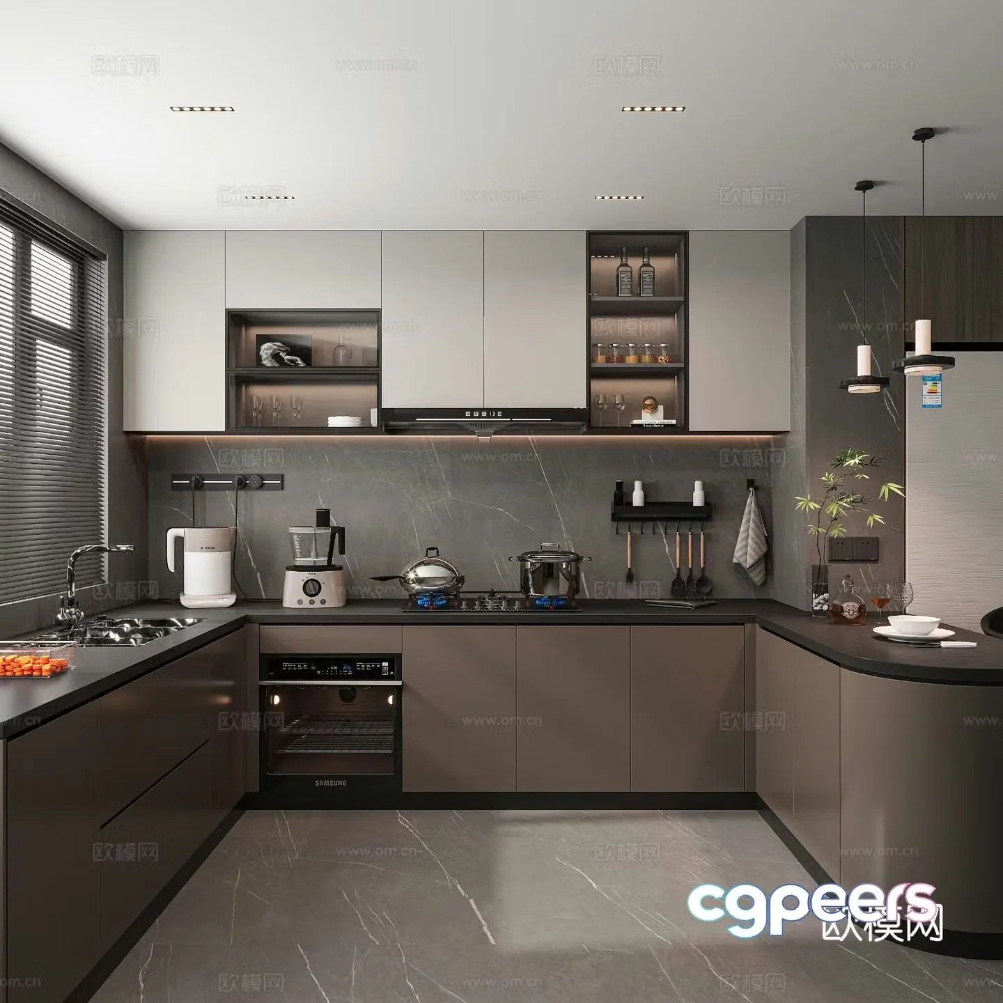 Italian kitchen cabinet 3d model