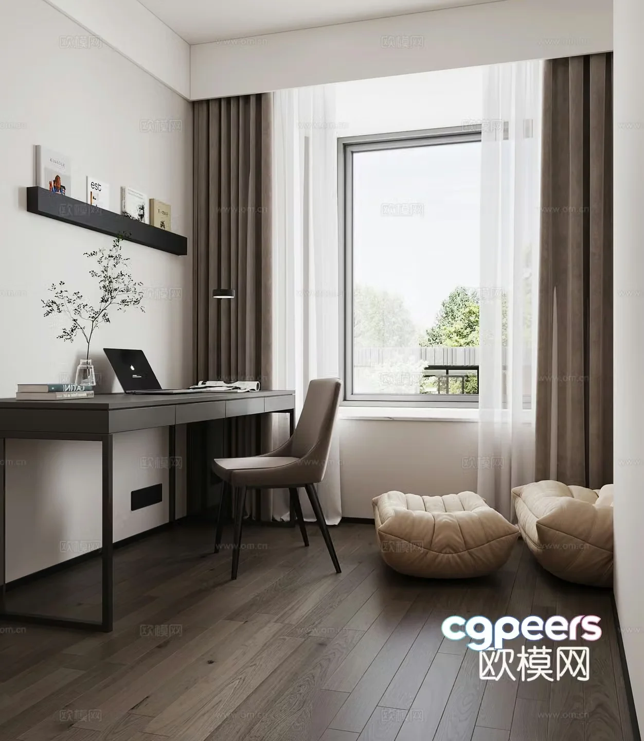 Modern study room 3d model
