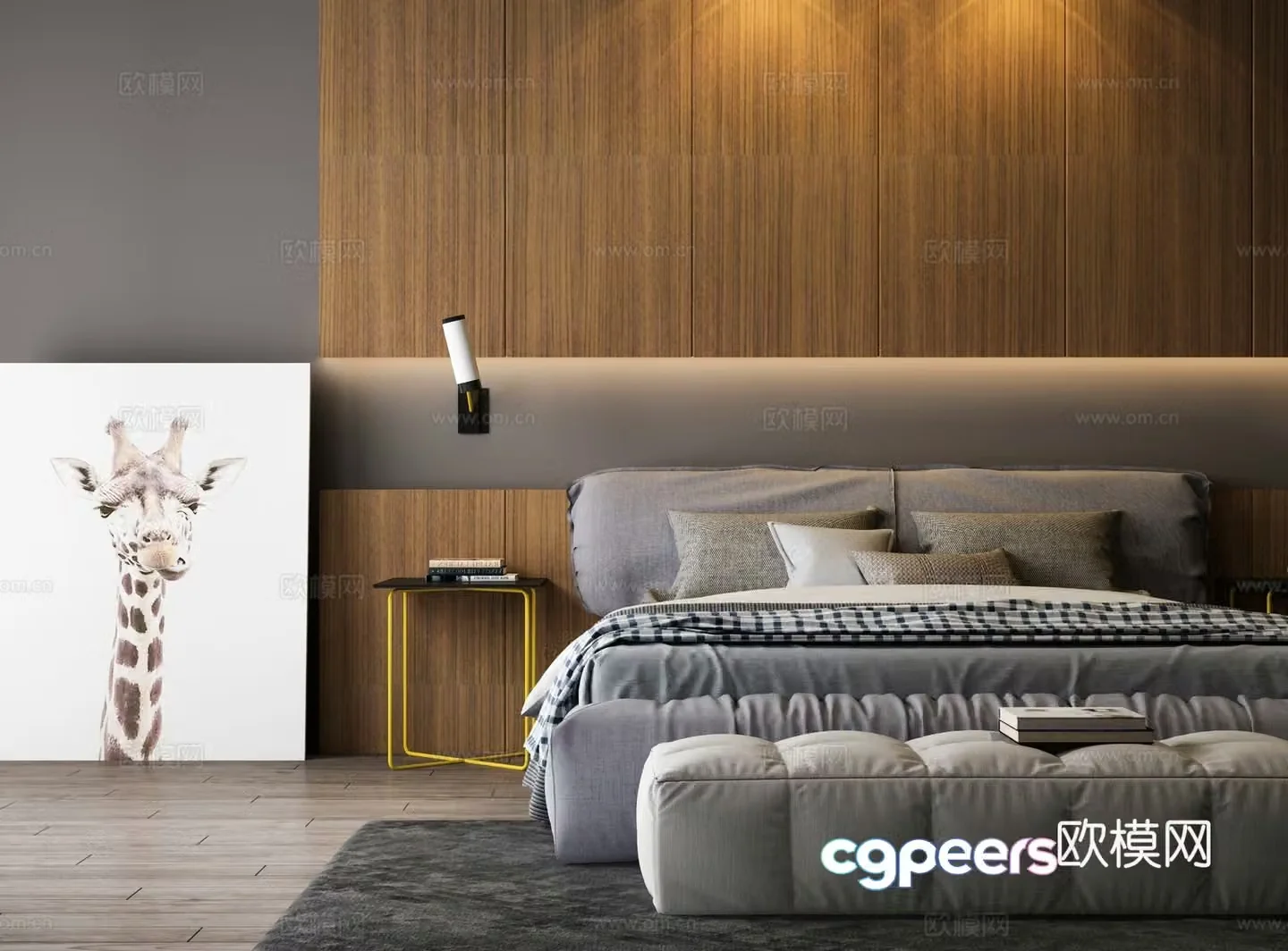 Modern double bed 3d model