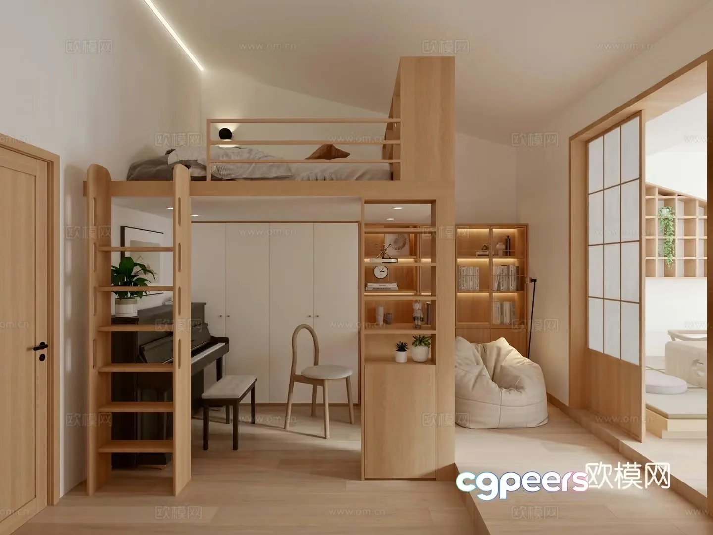 Log wind bedroom 3d model
