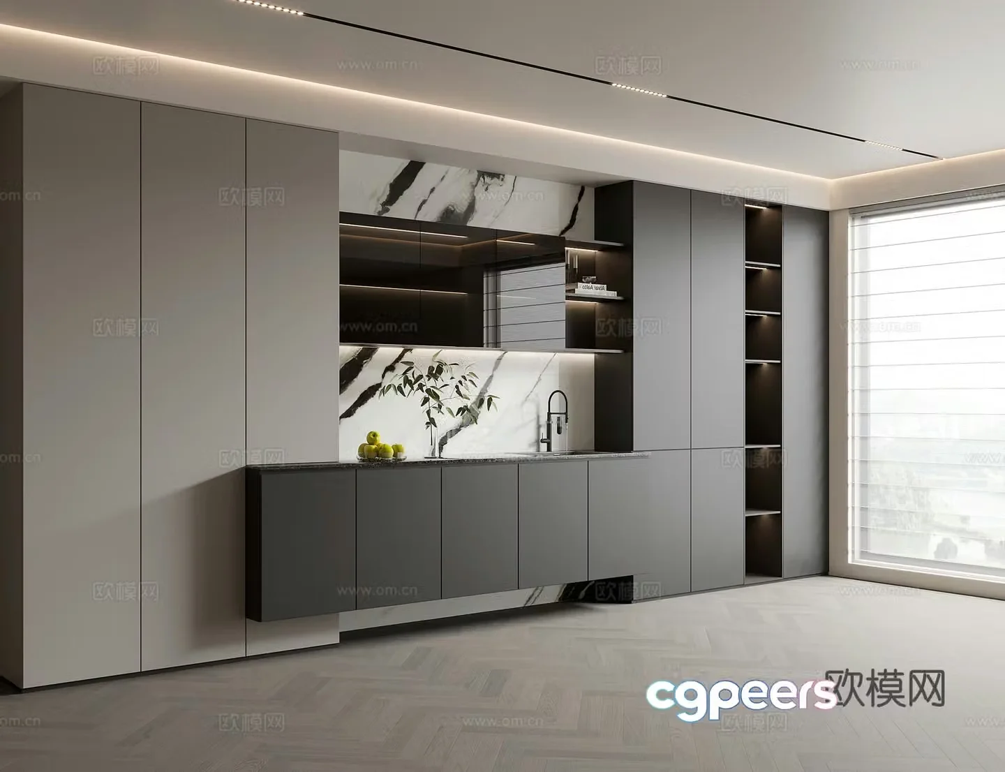 Modern minimalist sideboard 3D model