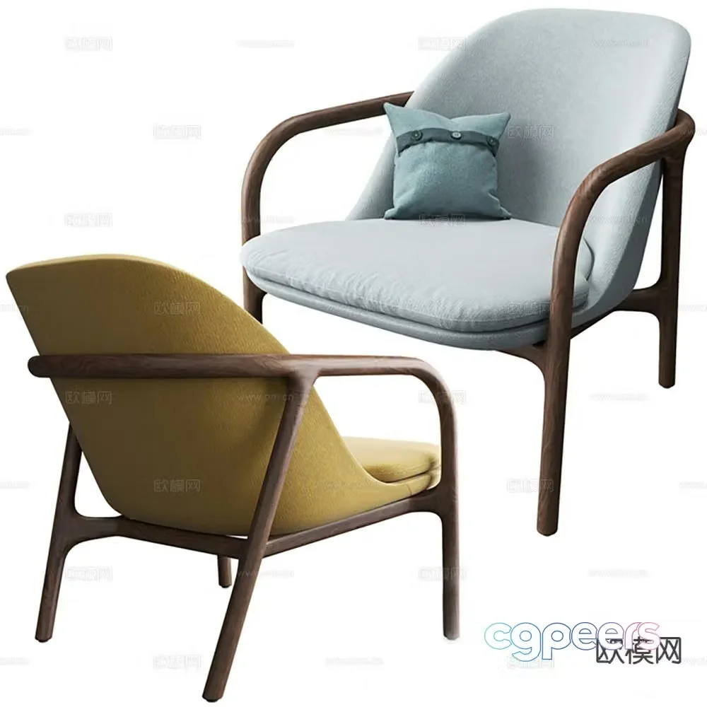 Wabi-sabi style leisure chair 3d model