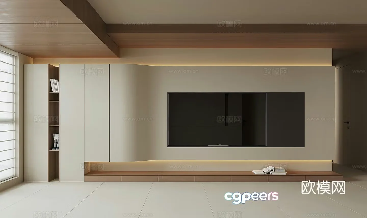 Modern TV background wall 3d model