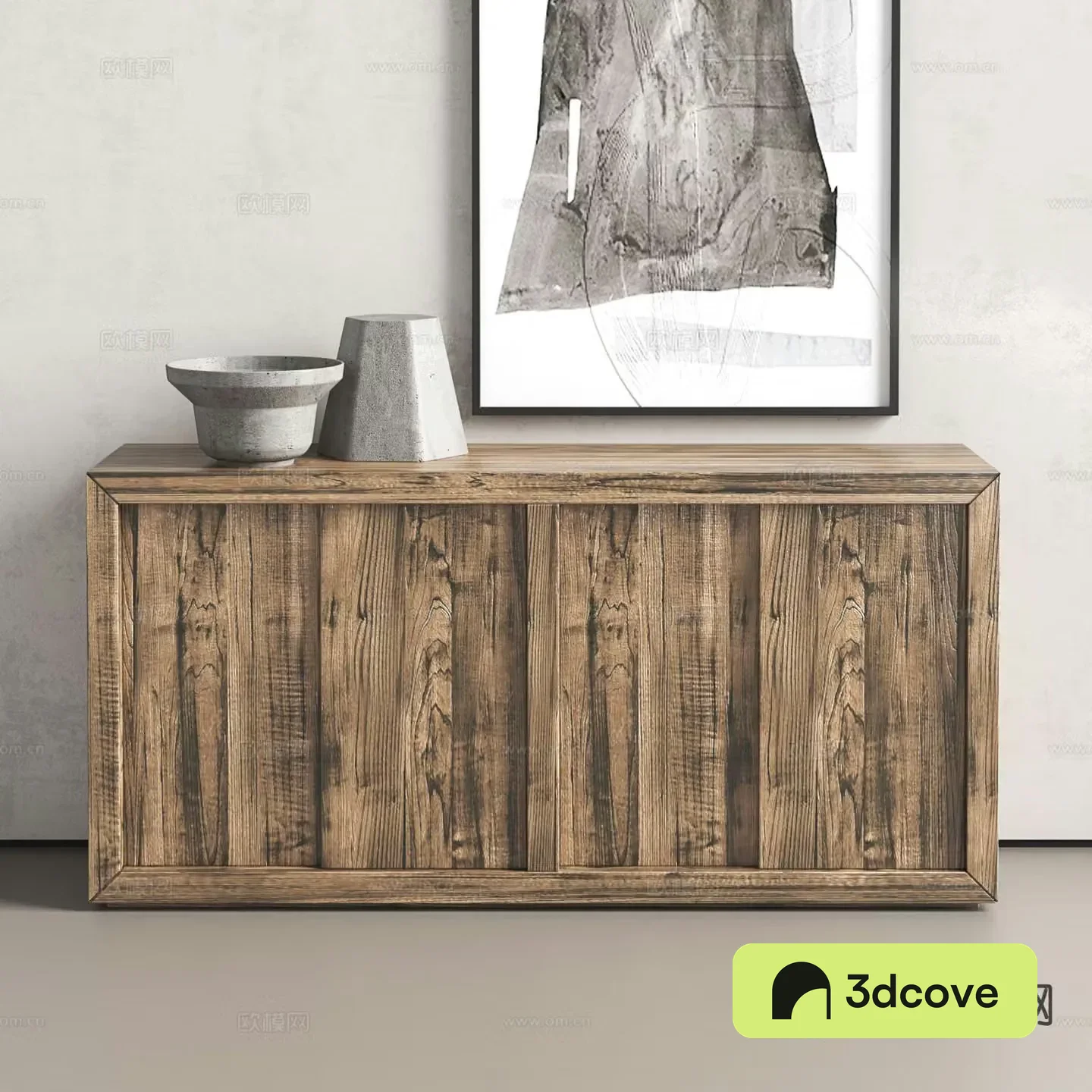 Log style side cabinet and entrance cabinet