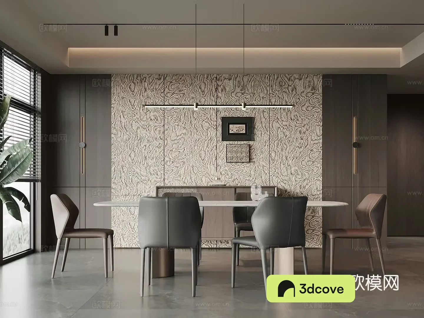 Modern Italian restaurant dining table and chair chandeliers