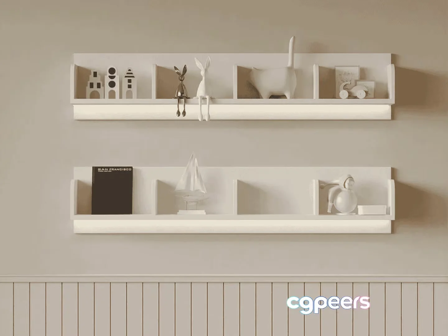 White Wall Shelves 3D Model – 15953 – VRAY Render