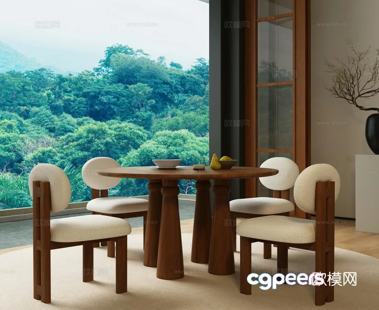 Modern medieval dining table and chair combination Modern medieval dining 3D model