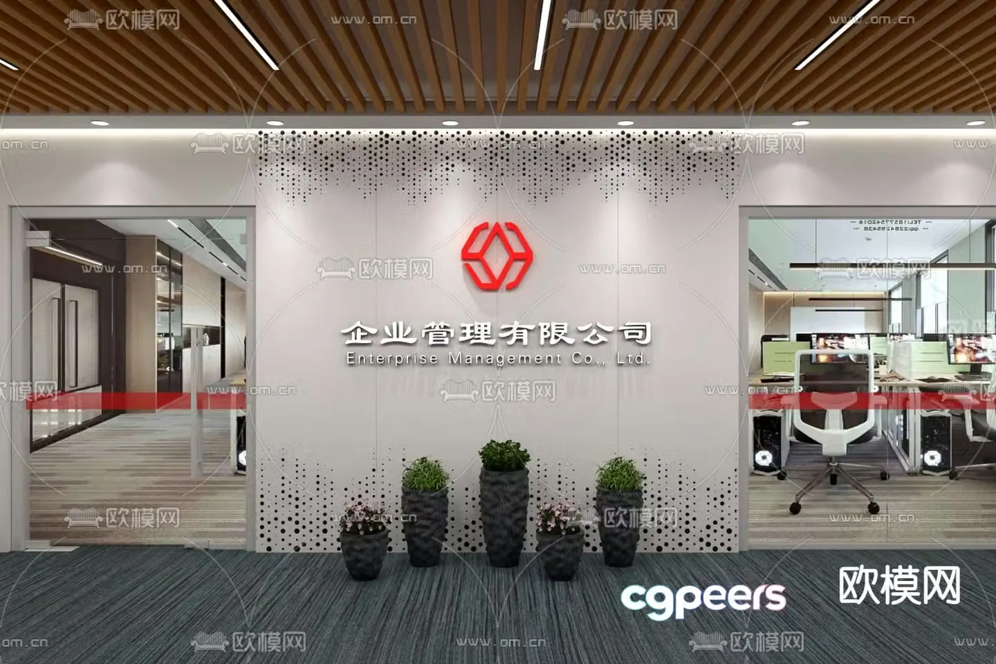 Corporate wall cultural wall image wall decorative wall 3d model