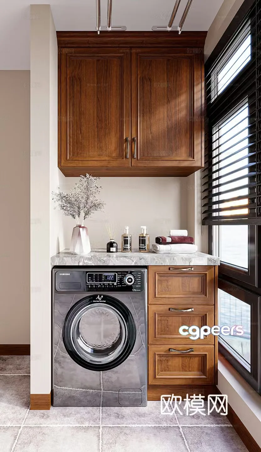 Washing machine cabinet balcony cabinet 3d model