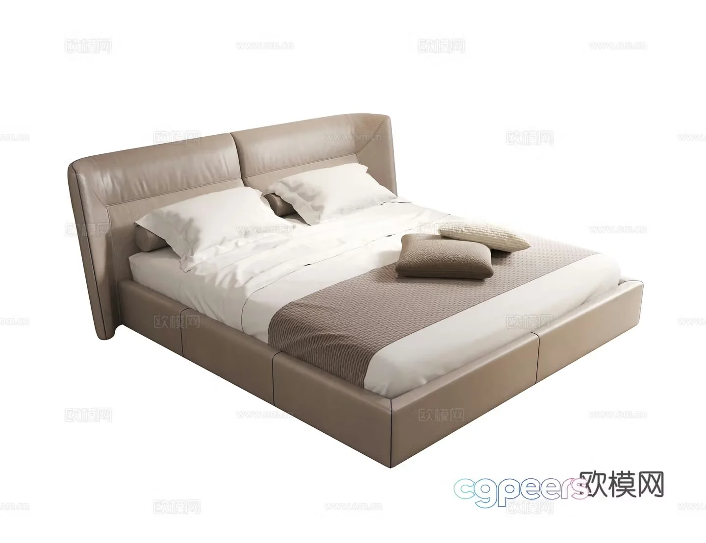 Modern double bed Leather double bed Master bedroom Secondary bed Senior bed 3D model
